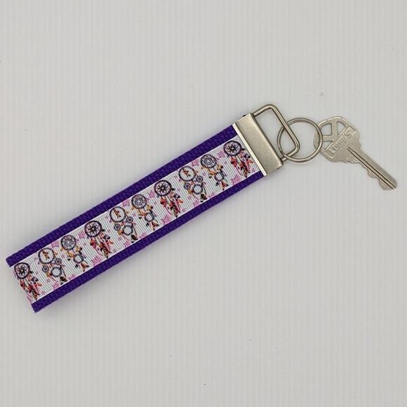 Dream Catcher Keychain Wristlet Handmade Feather‎ Fabric FOB Gift Present Boho - Picture 1 of 8